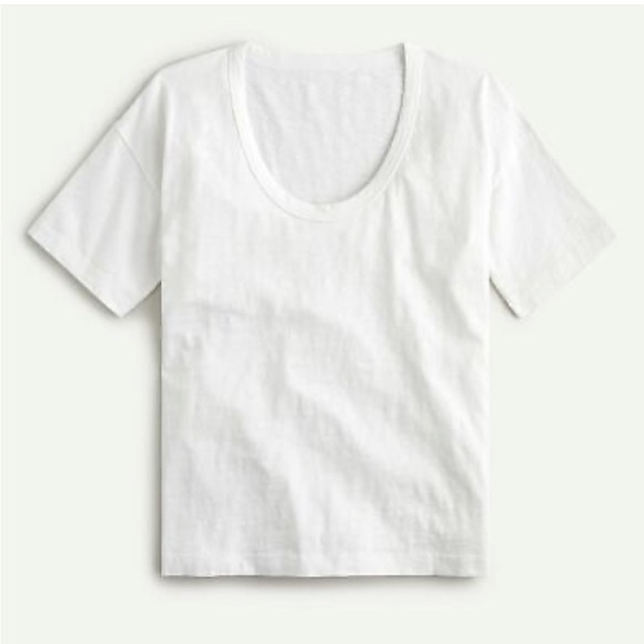 J. Crew Slub cotton scoopneck T-shirt in white AW533 size XXS - Picture 1 of 7